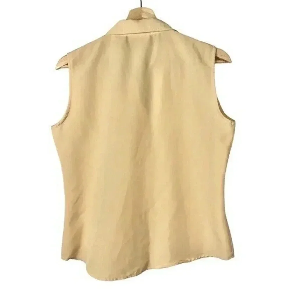 Vintage Kathie Lee Yellow Button Down Tank Top S - Picture 2 of 5